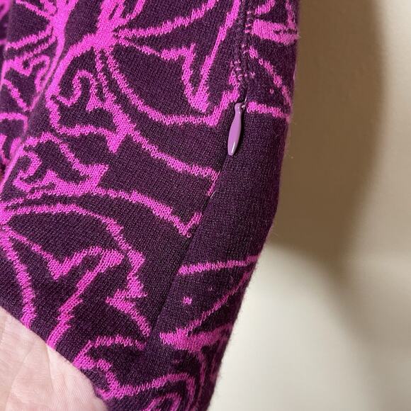 TITLE NINE Purple Pink Merino Wool Knit A Line Skirt Paisley Floral Outdoor Sz S - Picture 4 of 9